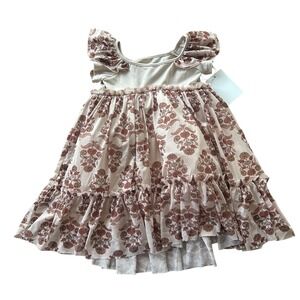Mia JOY Rory Tutu Dress Girls 3T Beige Floral Tulle Flutter Sleeve Joyfolie